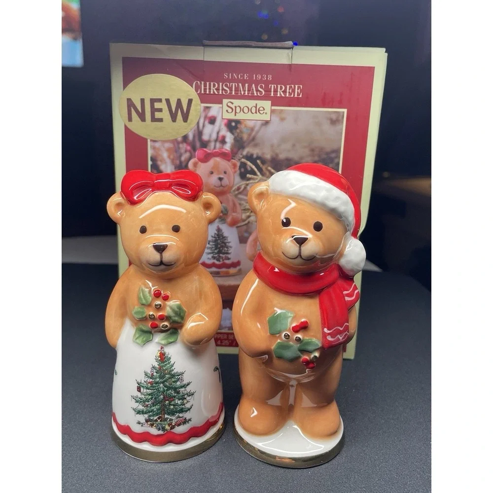 Spode Christmas Tree Salt and Pepper‎ Shakers Teddy Bear New in Box